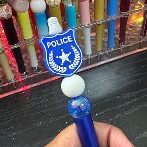 Blue Police Badge Pen